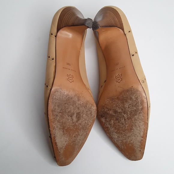 Vintage Garolini tan pumps cutouts stack h… - Picture 6 of 8